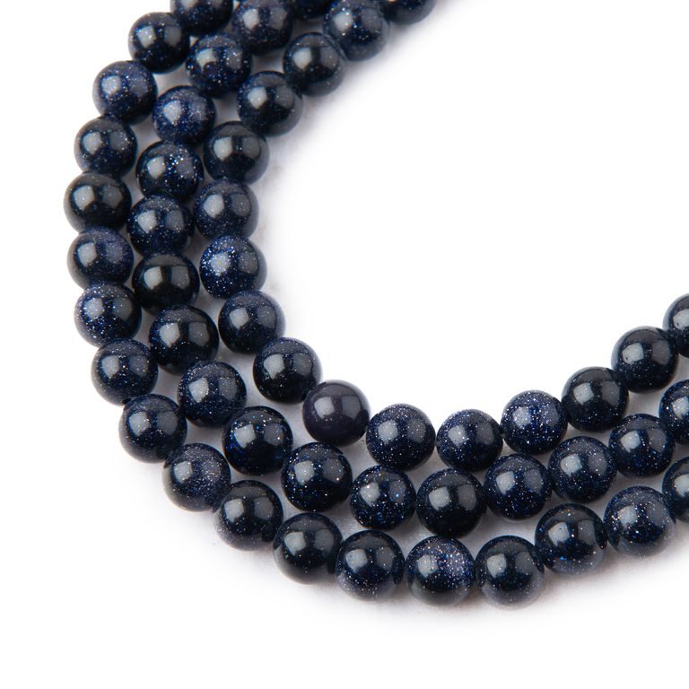 Blue Goldstone beads 6mm