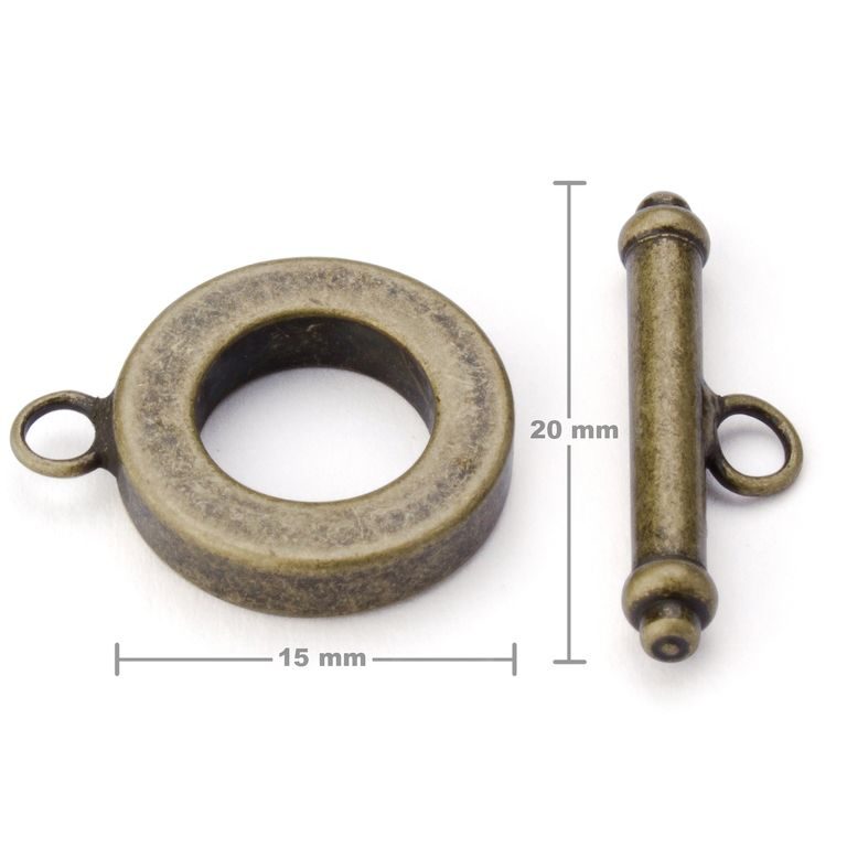 Toggle clasp 15mm antique brass