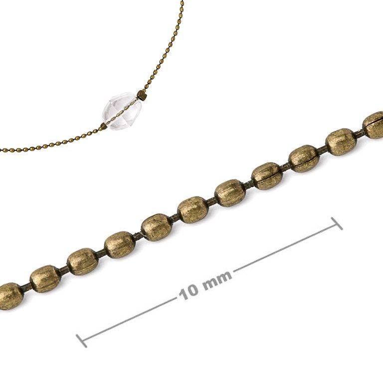 Unfinished ball chain for crimping antique brass