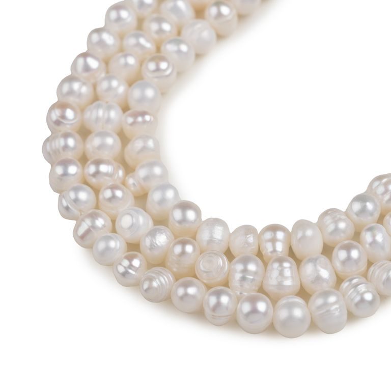 Korálky z pravých říčních perliček ve tvaru brambory 5–6 mm