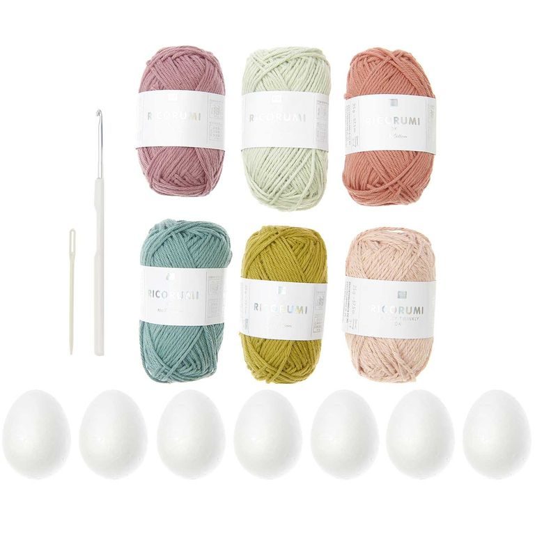 Háčkovací sada velikonoční vajíčka přírodní barvy