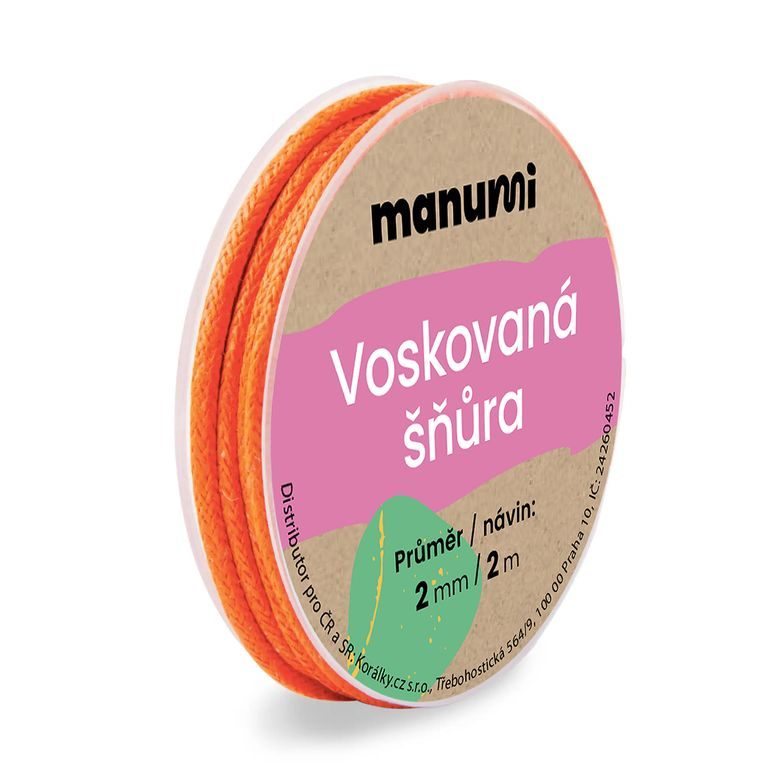 Voskovaná šňůra 2 mm/2m oranžová