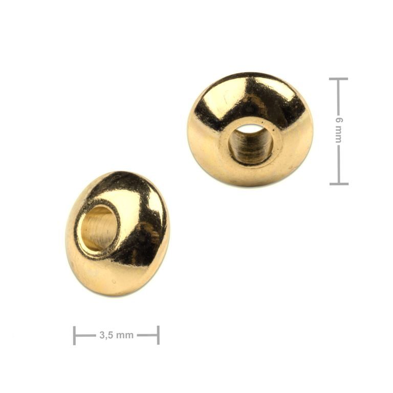 Distanční kroužek z chirurgické oceli rondelka 6 x 3 mm v barvě zlata