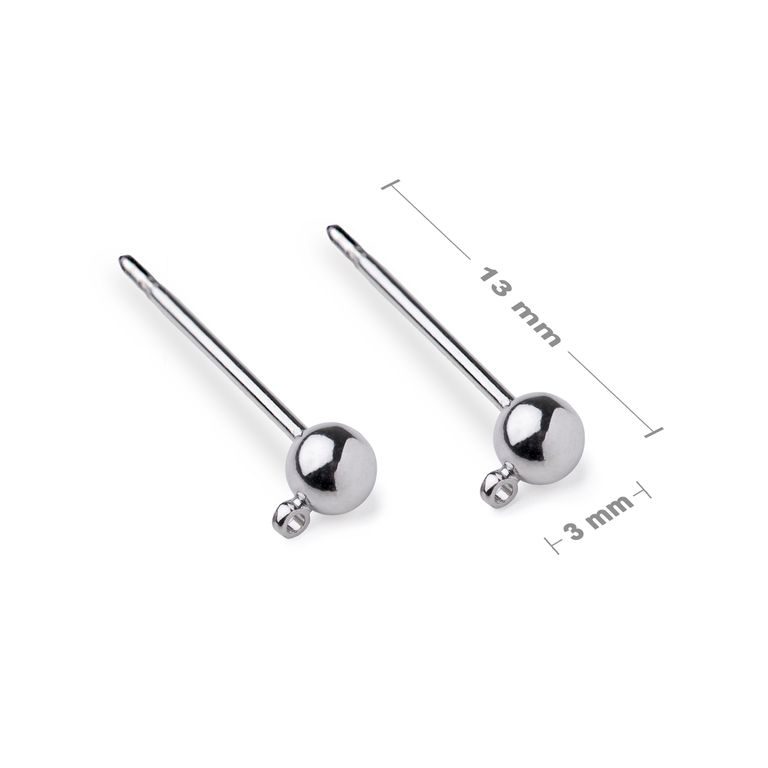 Ball ear posts 3mm platinum