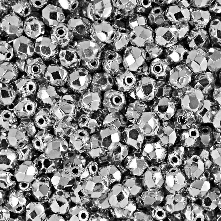 Manumi české broušené korálky 4 mm Silver