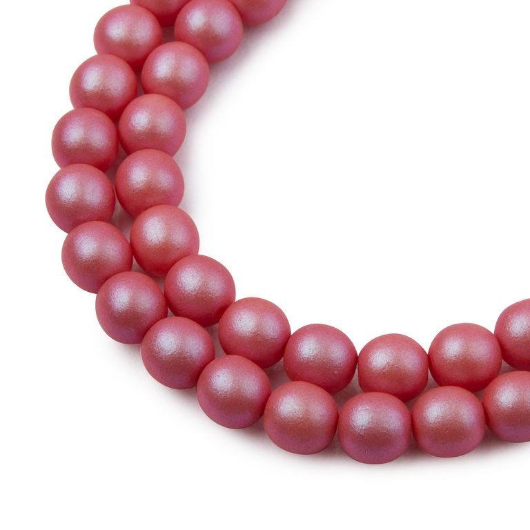 České stláčané korálky Manumi 8 mm pearl red
