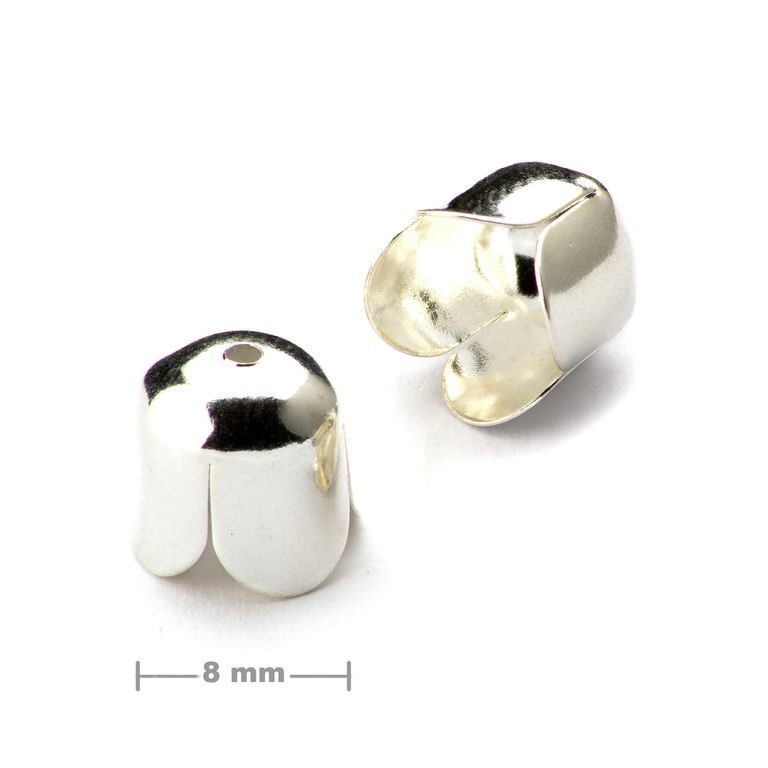 Tulip bead cap 8mm silver