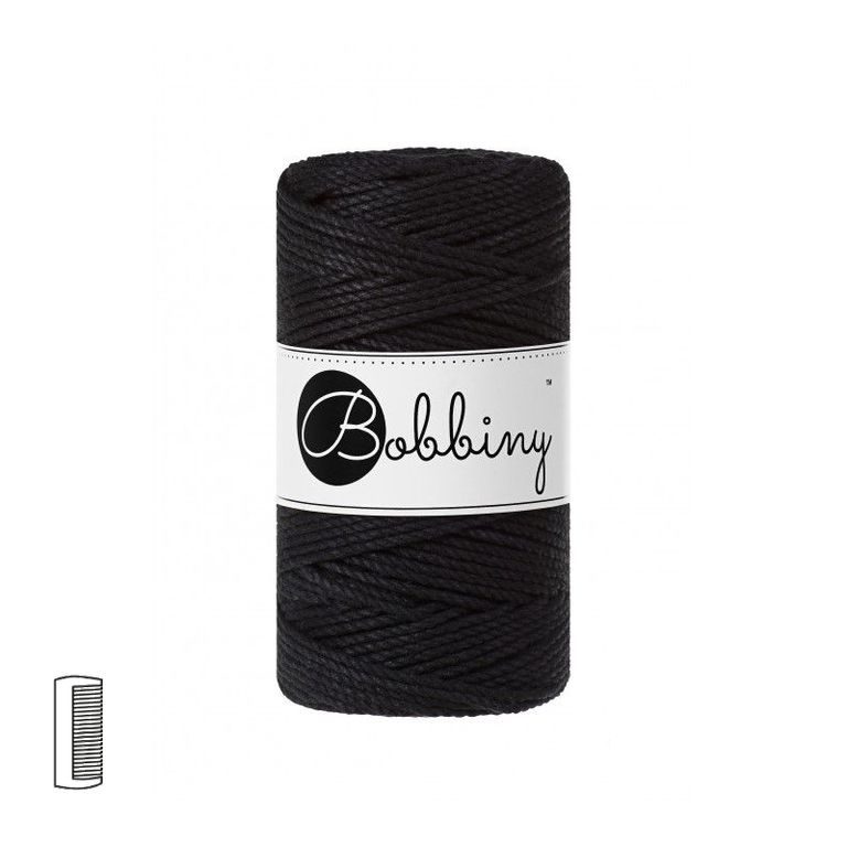 Bobbiny Fir textil Macramé Regular 3PLY 3mm Black