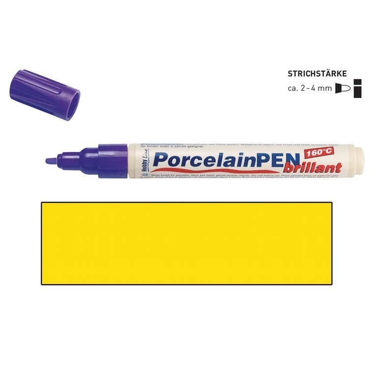 Porcelain and glass pen KREUL BRILLANT signal yellow