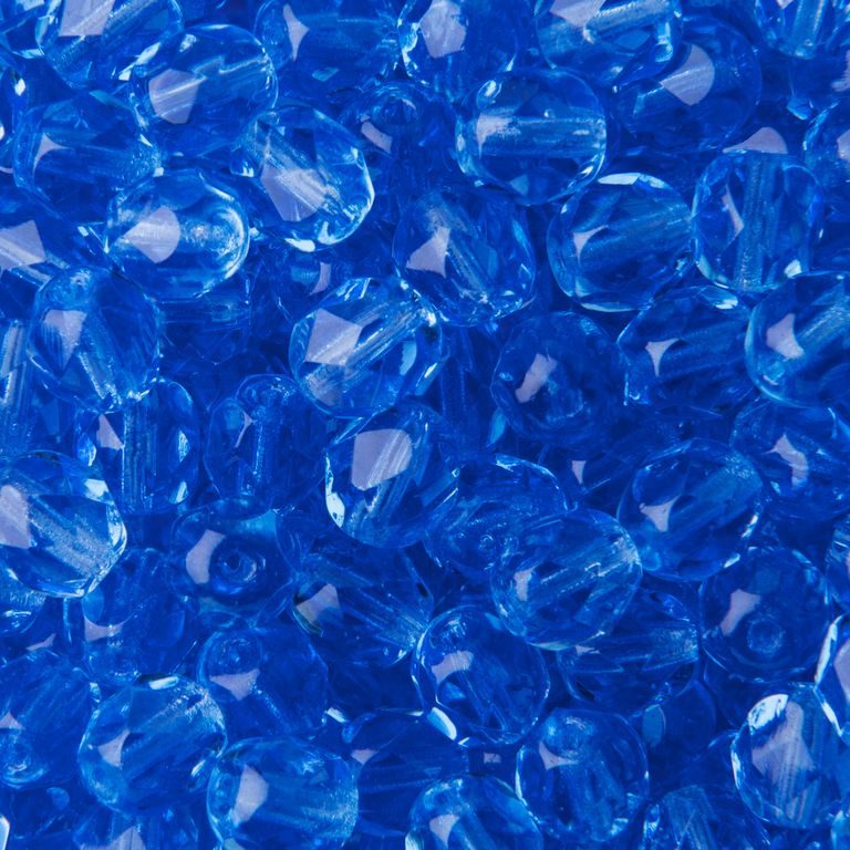Glass fire polished beads 8mm Med Sapphire