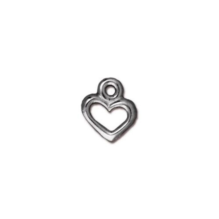 TierraCast pendant Open Heart rhodium-plated