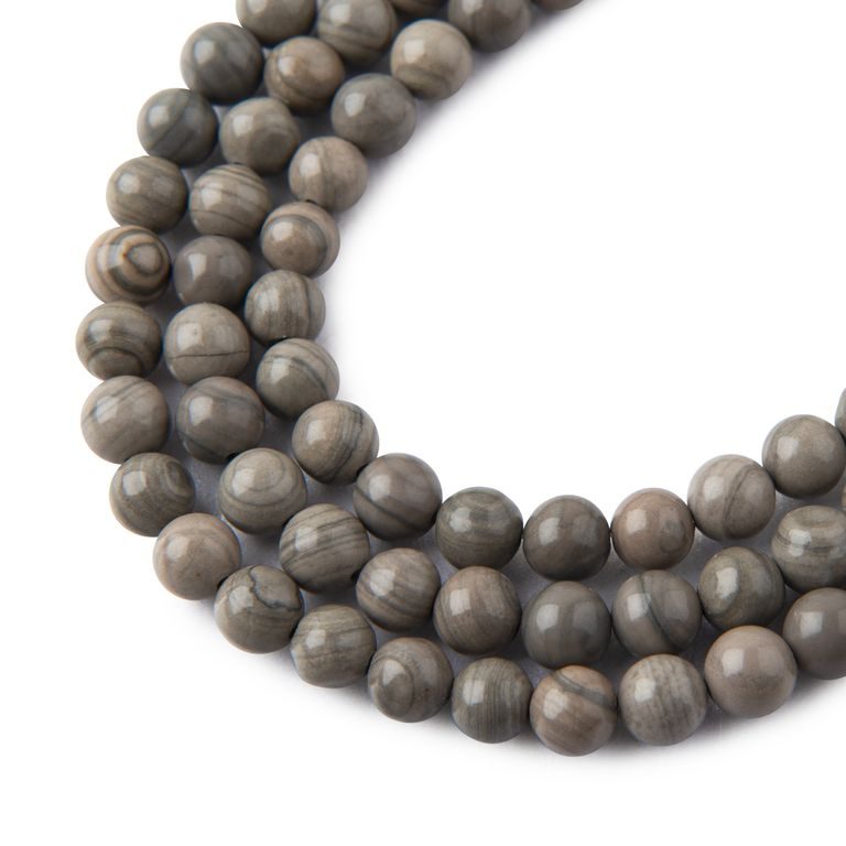 Gray Wood Jasper beads 6mm