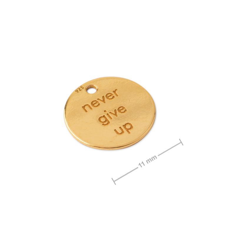 Silver pendant never give up gold plated No.1087