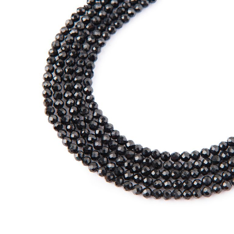 Black Tourmaline faceted beads 2mm