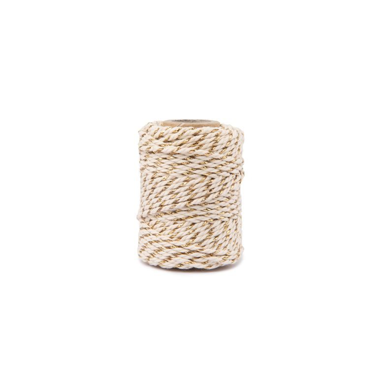 Decorative string 1.5mm natural with fibre in gold colour