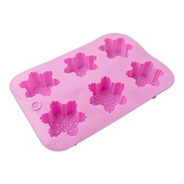 Silicone mould for casting creative clays in the shape of 6 different snowflakes