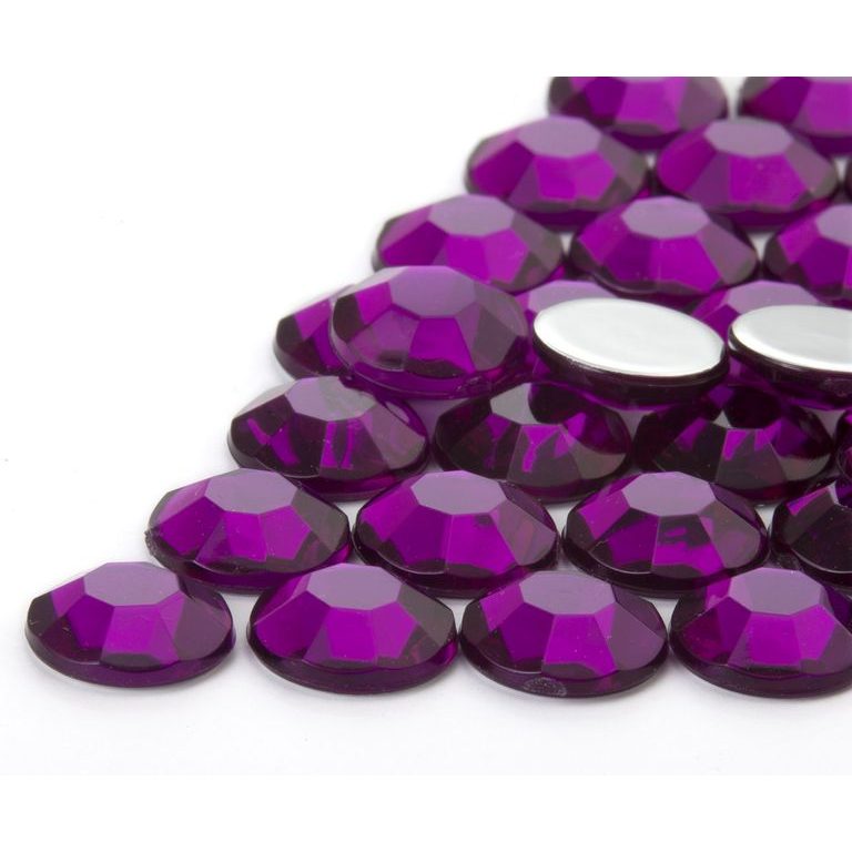 Nalepovací akrylové kameny kulaté 10mm lila