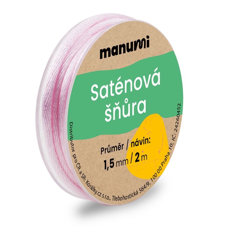 Nylonová saténová šňůra 1,5mm/2m Pearl Pink