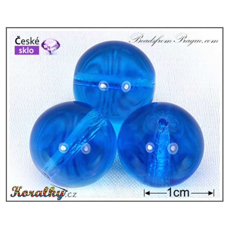 Czech glass pressed bead round 14mm turquoise transparent No.62