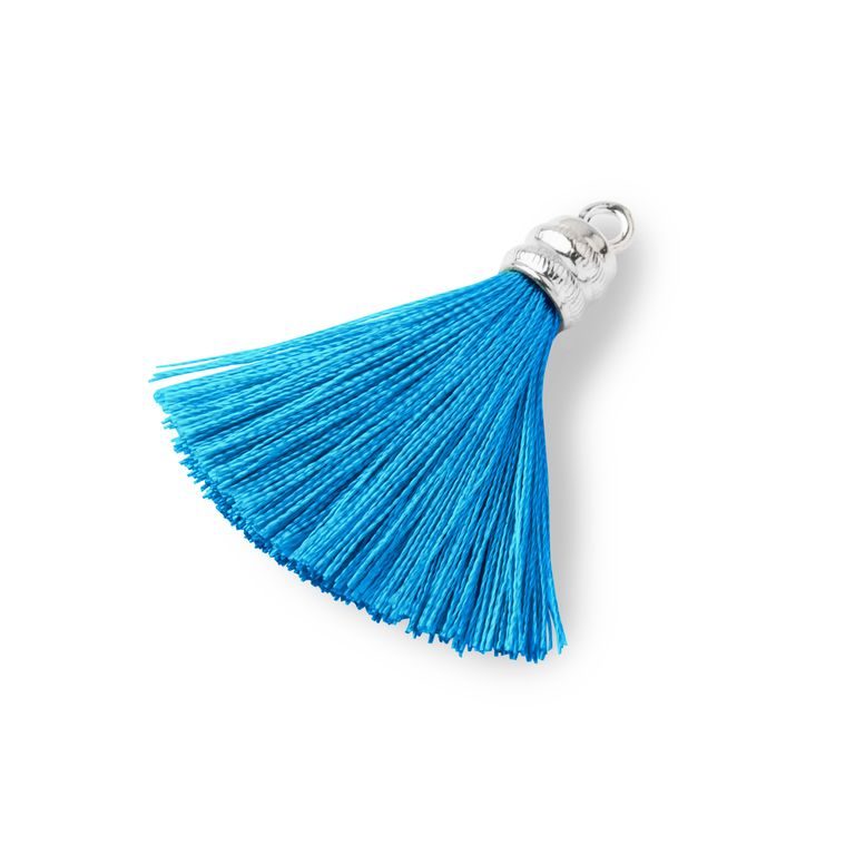 Silver tassel 4cm blue No.1195