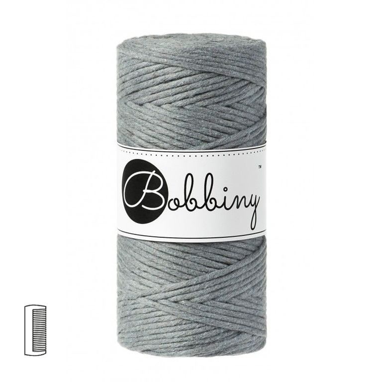 Bobbiny Fir textil Macramé Regular 3mm Steel