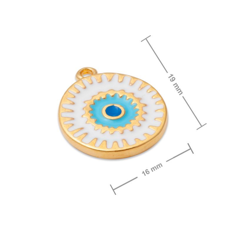 Manumi pendant white Boho eye 19x16mm gold-plated