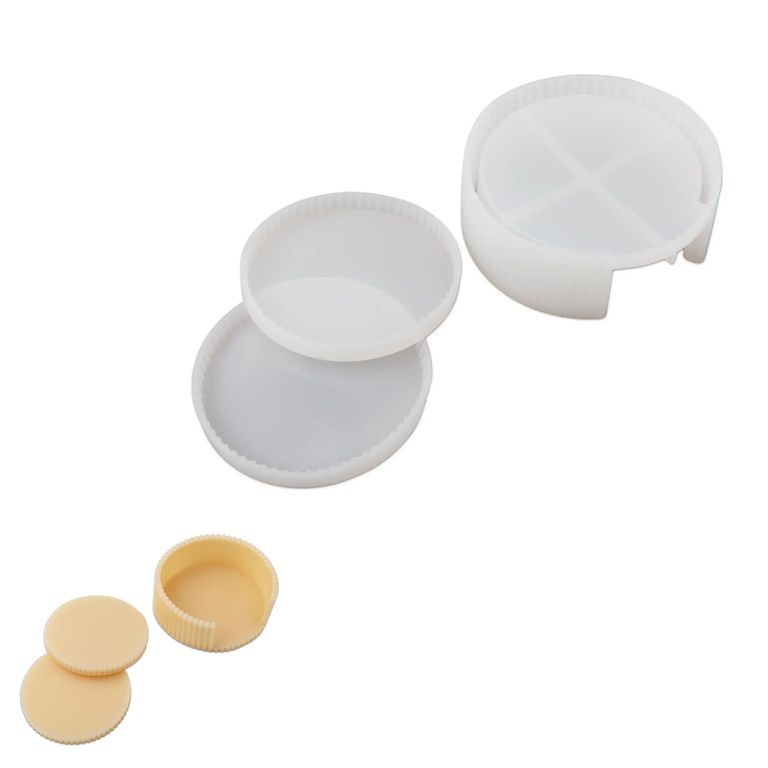 Set of silicone moulds for creative clays, coaster holder with 2 coasters