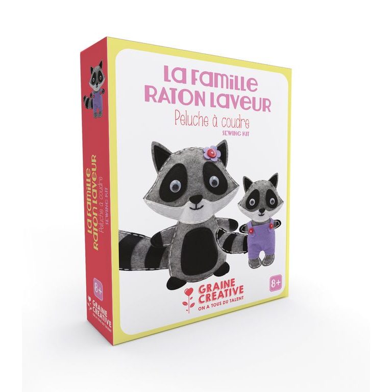 Creative sewing kit raccoon family