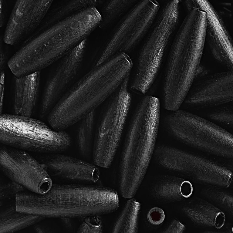 Manumi czech wooden beads spool 6 x 20 mm black