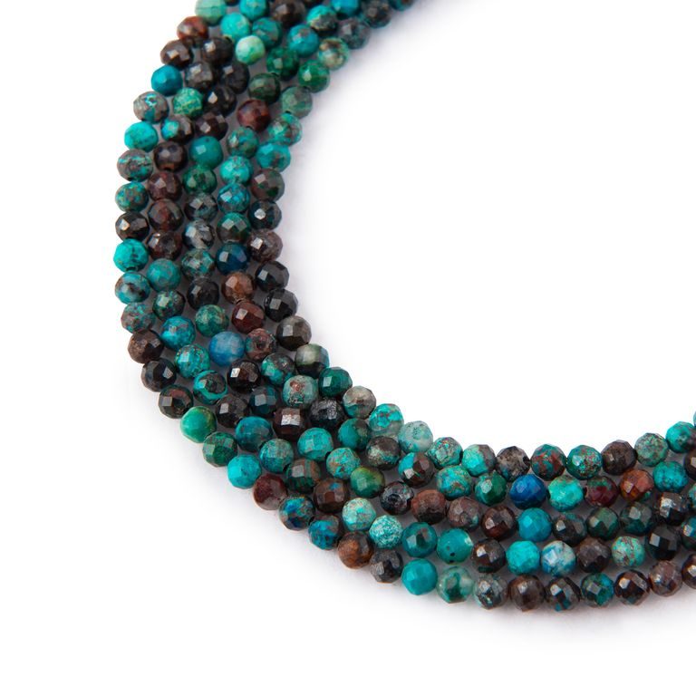 Chrysocolla faceted beads 3mm