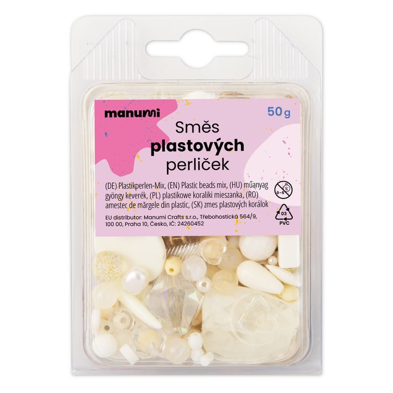 Mix of plastic beads white