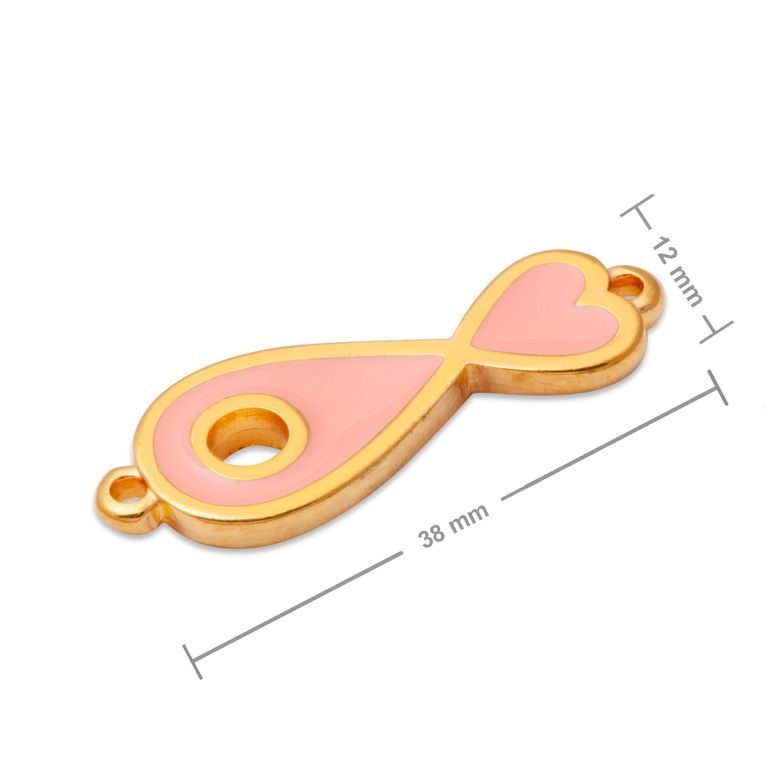 Manumi spojovací díl růžová ryba 30x12 mm pozlacený