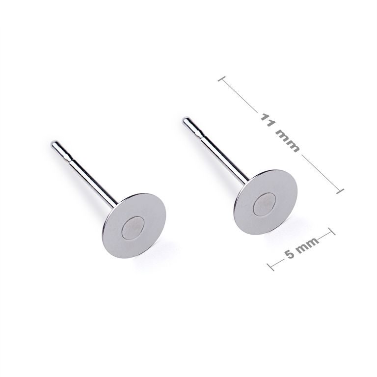 Flat pad ear posts 5mm platinum