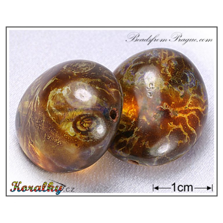 Czech glass Travertin pressed beads No.21