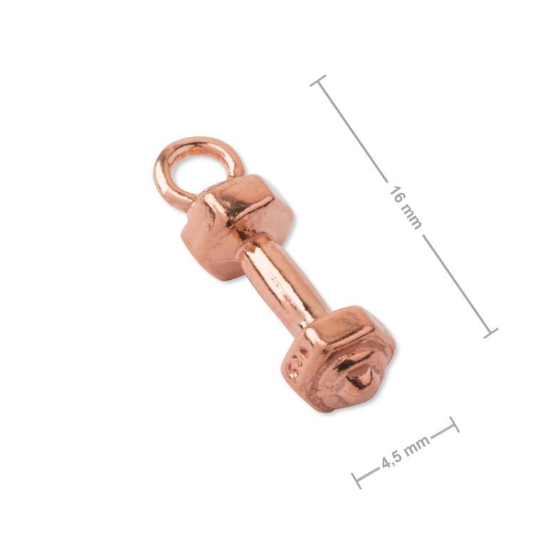 Silver pendant dumbbel rose gold plated No.1080