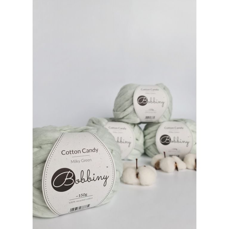 Bobbiny Macramé příze Cotton Candy milky green