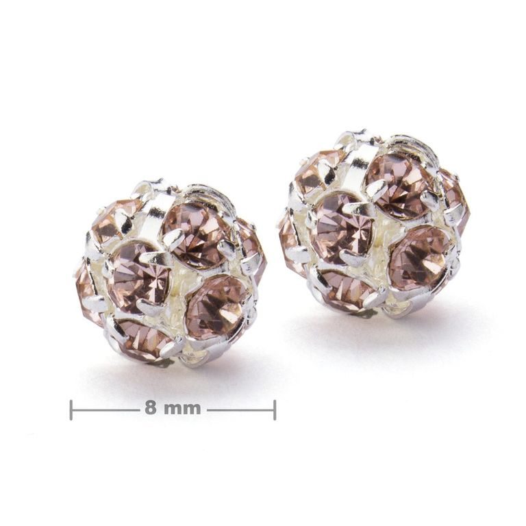 Rhinestone ball 8mm silver Light Rose