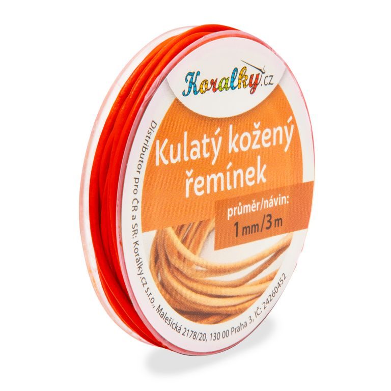 Okrúhly kožený remienok 1mm/3m červený č.5