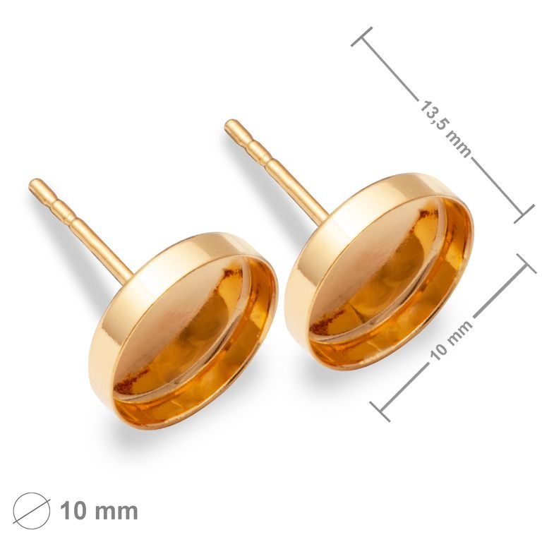 Bază din argint tip cui pentru cercei cu camă 10mm placată cu aur de 24K nr.1250