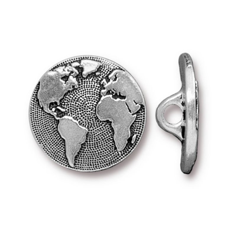 TierraCast button Earth antique silver