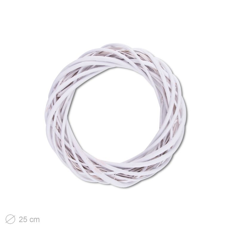 Wicker wreath base 25cm white