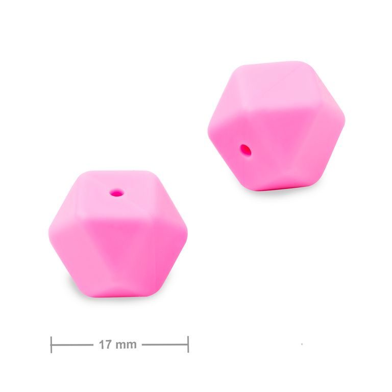 Silikonové korálky hexagon 17mm Candy Pink