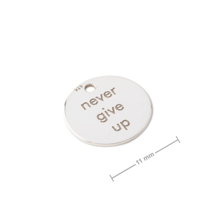 Silver pendant never give up No.1086