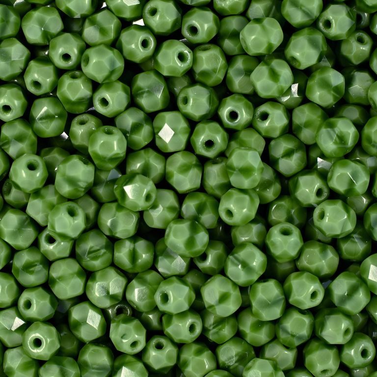 Manumi české broušené korálky 4 mm Opaque Green White Black