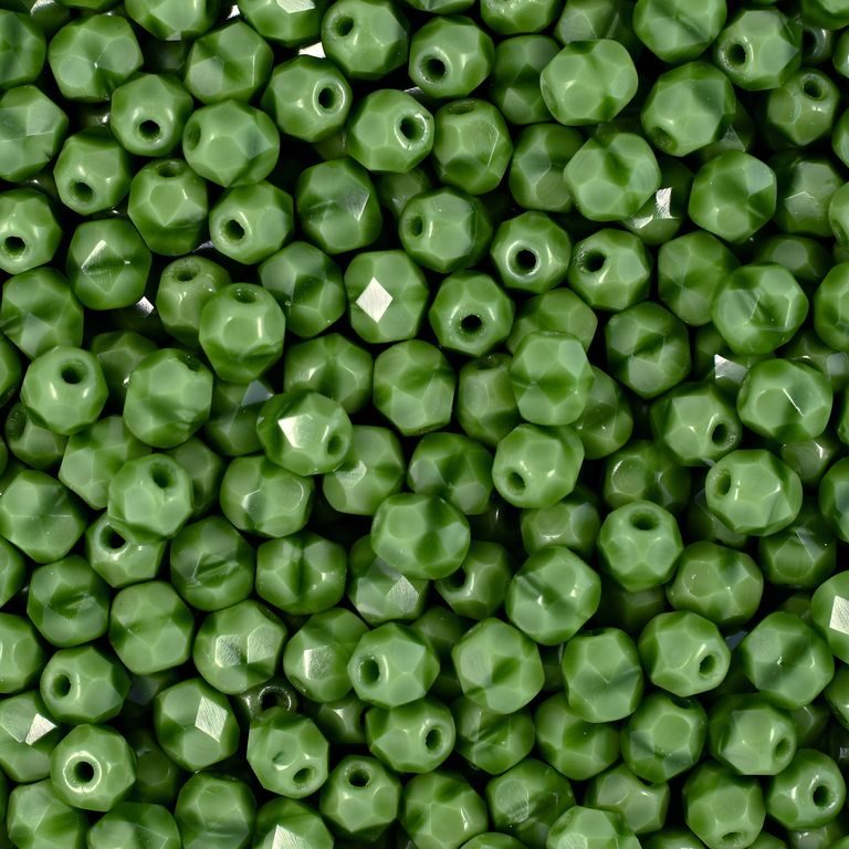 Glass fire polished beads 4mm Opaque Green White Black