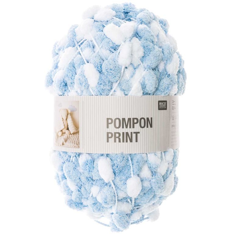 Rico design háčkovacia bambulková priadza POMPON Print svetlo modro-biela