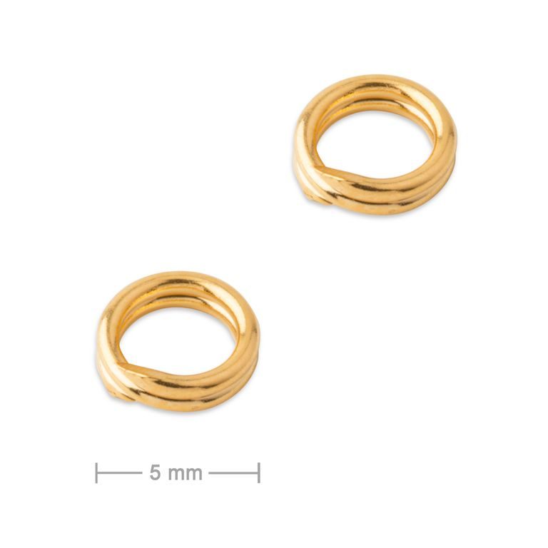 Piesă legătură rotundă dublă din argint 5mm placată cu aur de 24K nr.826