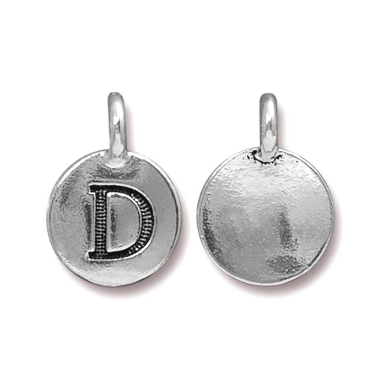 TierraCast pendant 17x12mm with letter D antique silver