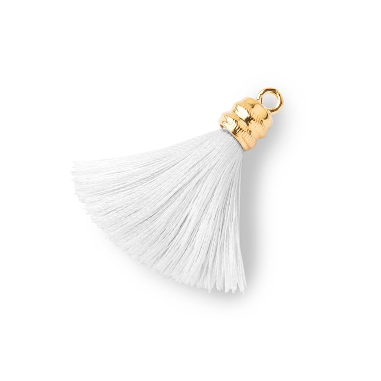 Silver tassel gold plated 4cm white No.1187