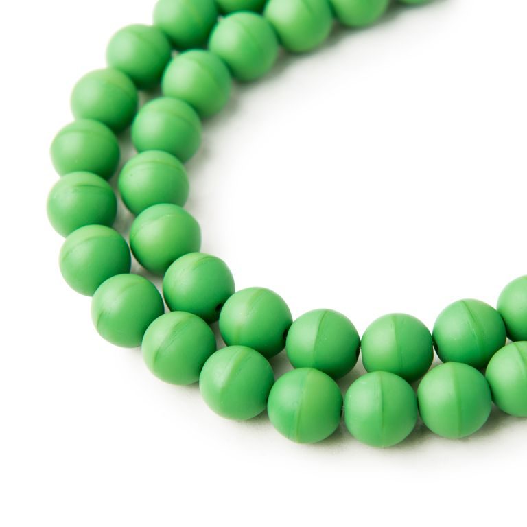 Czech glass pressed round beads Pea Green Opaque Matt 8mm No.64